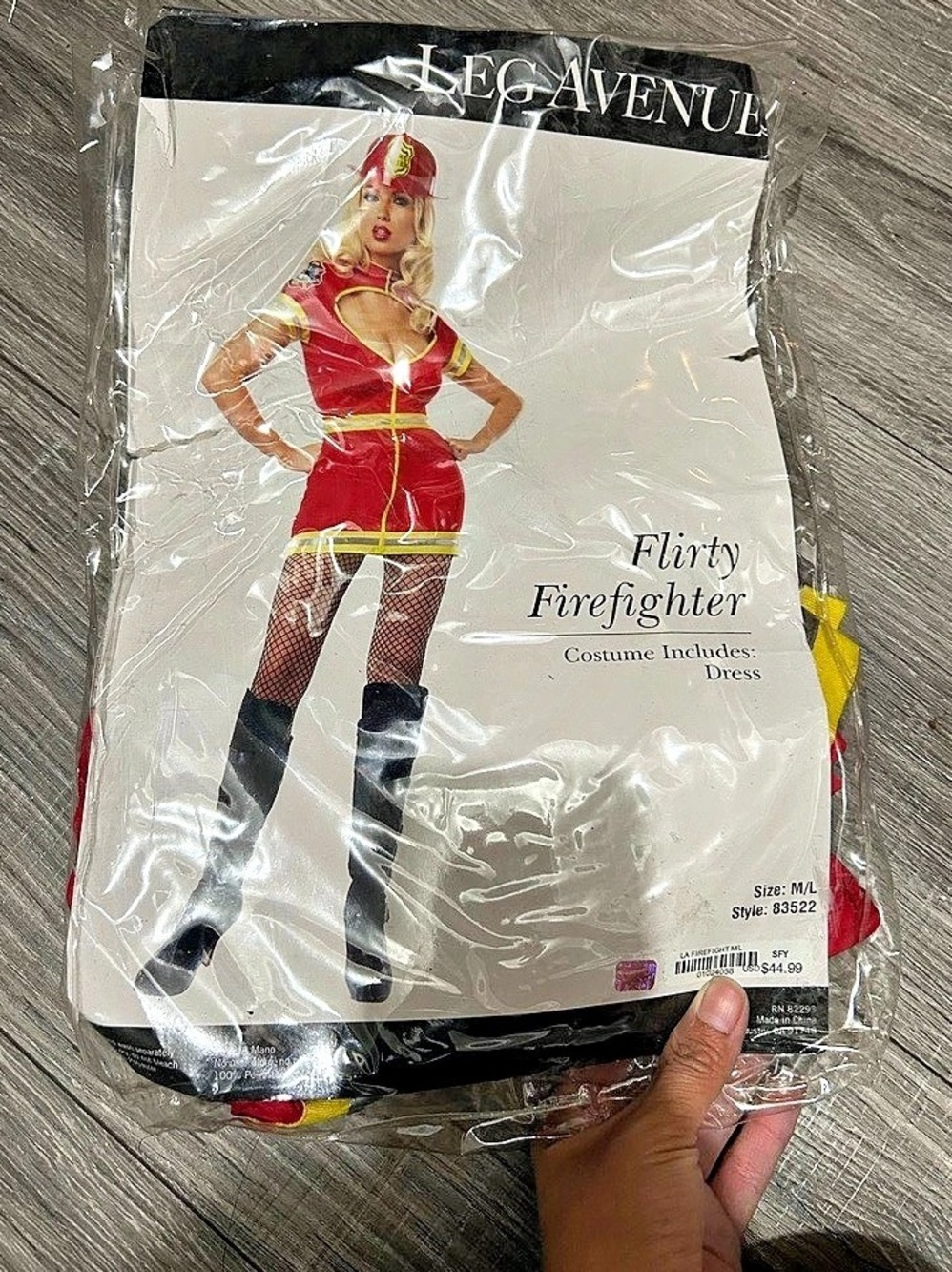 LEG AVENUE Firefighter Costume Includes Dress Red & Yellow